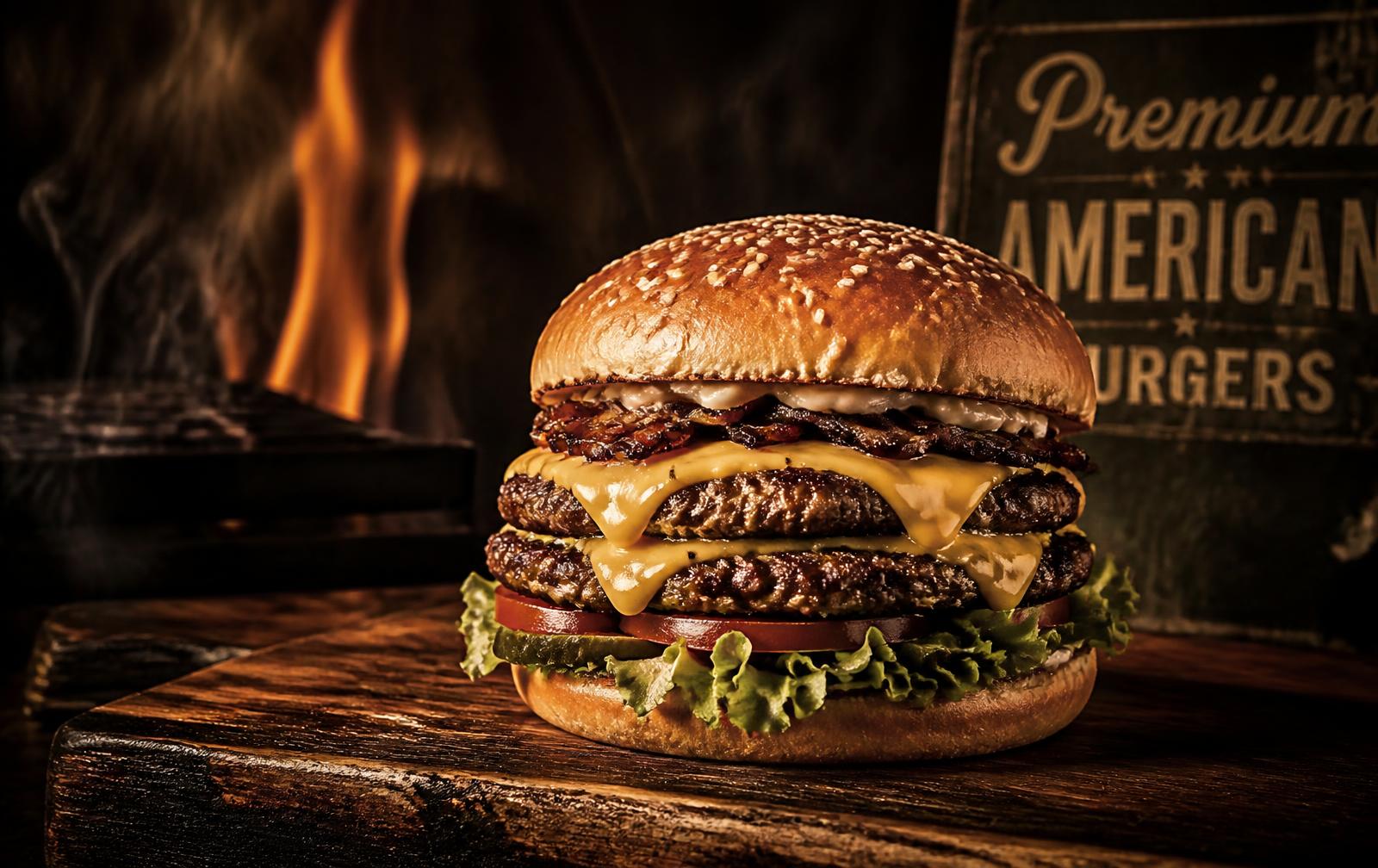 Hambúrguer artesanal grelhado na brasa da Vini Fast Food